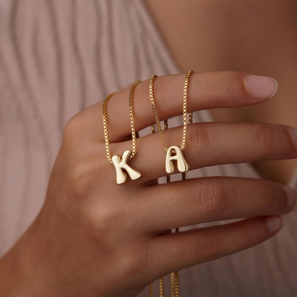 Lightweight Personalizable Bubble Initial Necklac… - image 5